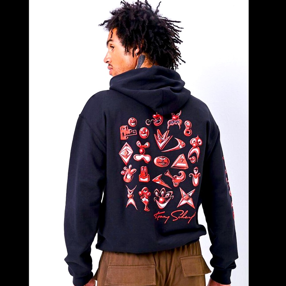 NEW Kenny Scharf Pullover Hoodie Sweatshirt Small. 27”L 19”W. Stores Sold Out
